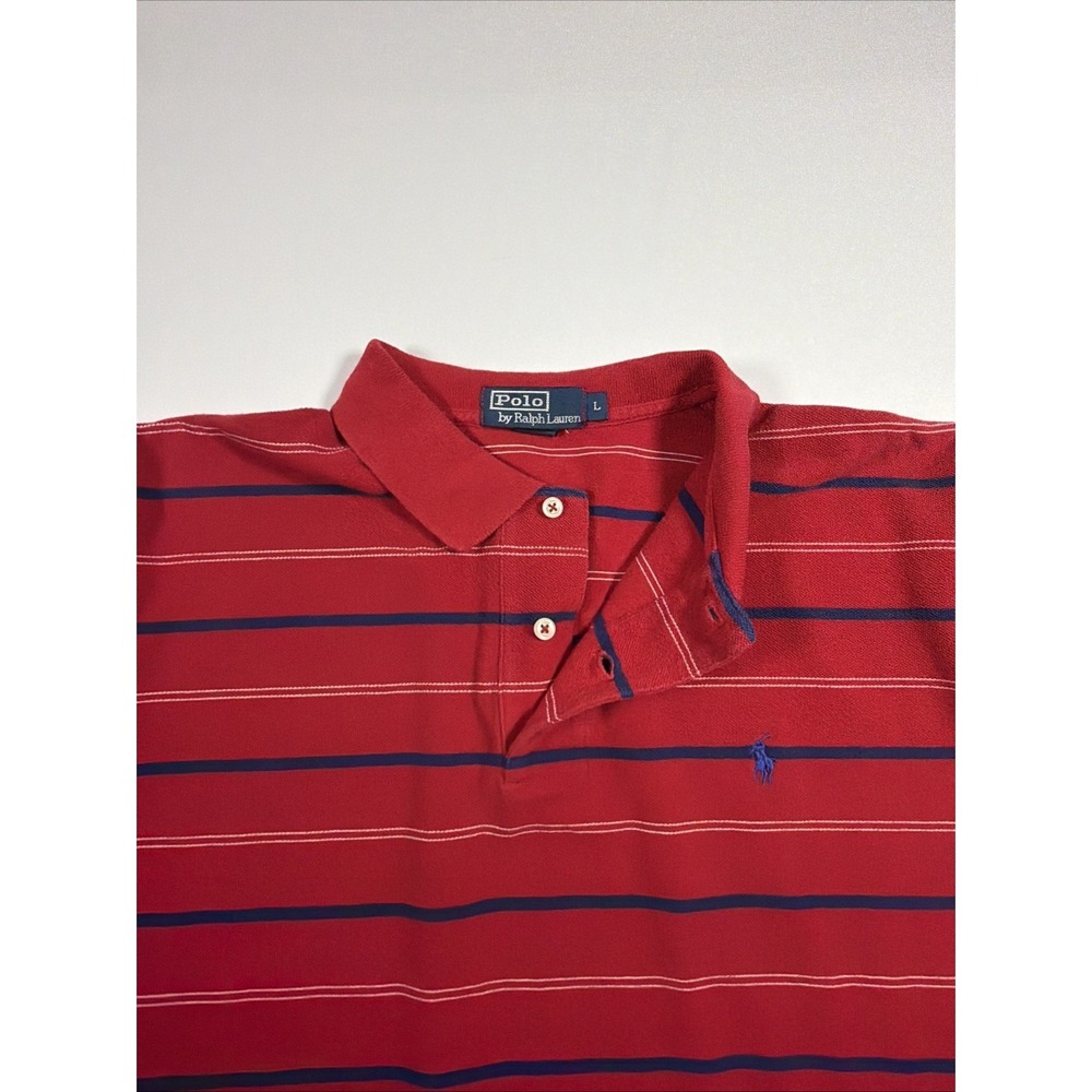 Polo Ralph Lauren Striped Polo Shirt Short Sleeve Preppy Mens Size L - Picture 7 of 7